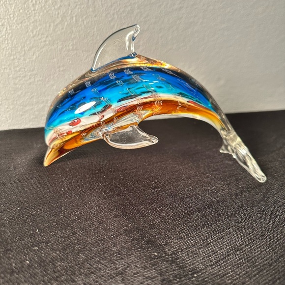 Beautiful Murano Style Blown Glass Dolphin With Vivid Colour - Picture 2 of 9